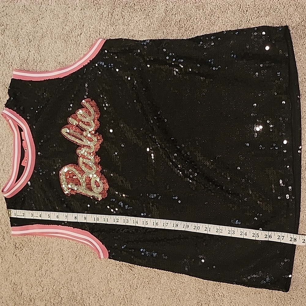Barbie Jersey sequin Tank Black and pink Barbie Top - Picture 13 of 16